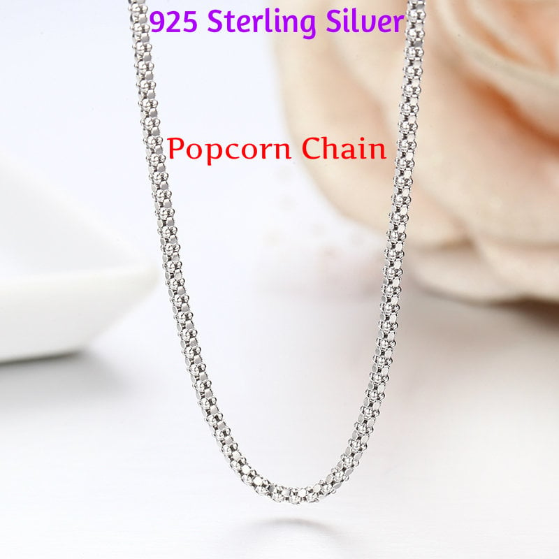 Solid Italian Diamond Cut Sterling Silver Popcorn Chain in Sterling Silver Image 1