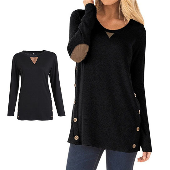 Long Sleeve Elbow Patch Tunic  Tops Image 1