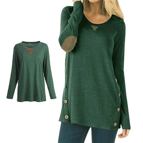 Long Sleeve Elbow Patch Tunic  Tops Image 3