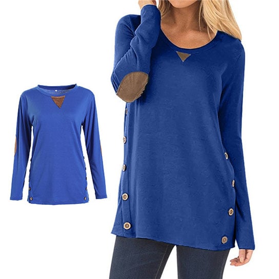 Long Sleeve Elbow Patch Tunic  Tops Image 1