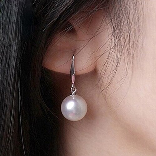Sterling Silver Plated Drop Dangle Pearl Hanging Earrings Image 3
