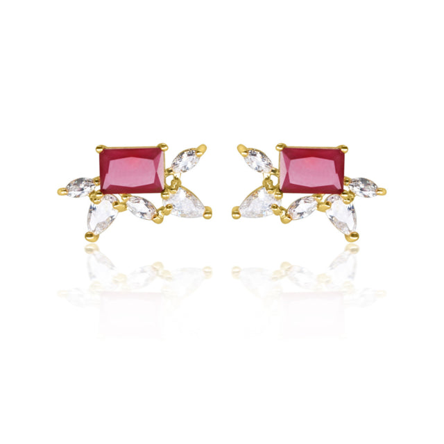 Gold Filled High Polish Finsh  Ruby Elements Stud Earrings Image 1