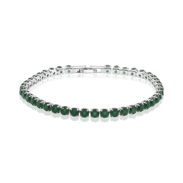 Amazing Luxurious 925 Rhodium Filled High Polish Finsh  over Sterling Silver Classic Jade Tennis Bracelet Image 1