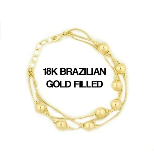 18k Gold Filled With Sterling Silver 3 Row Hanging Bracelet Image 1