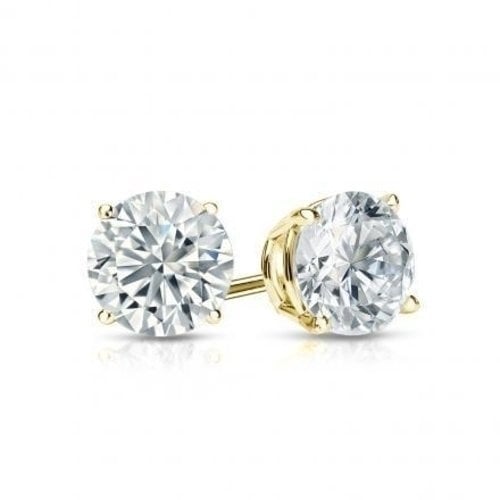 Genuine 14K  Yellow Gold Over Sterling Silver 1.5 ct Round Cut Stud Earrings Image 1