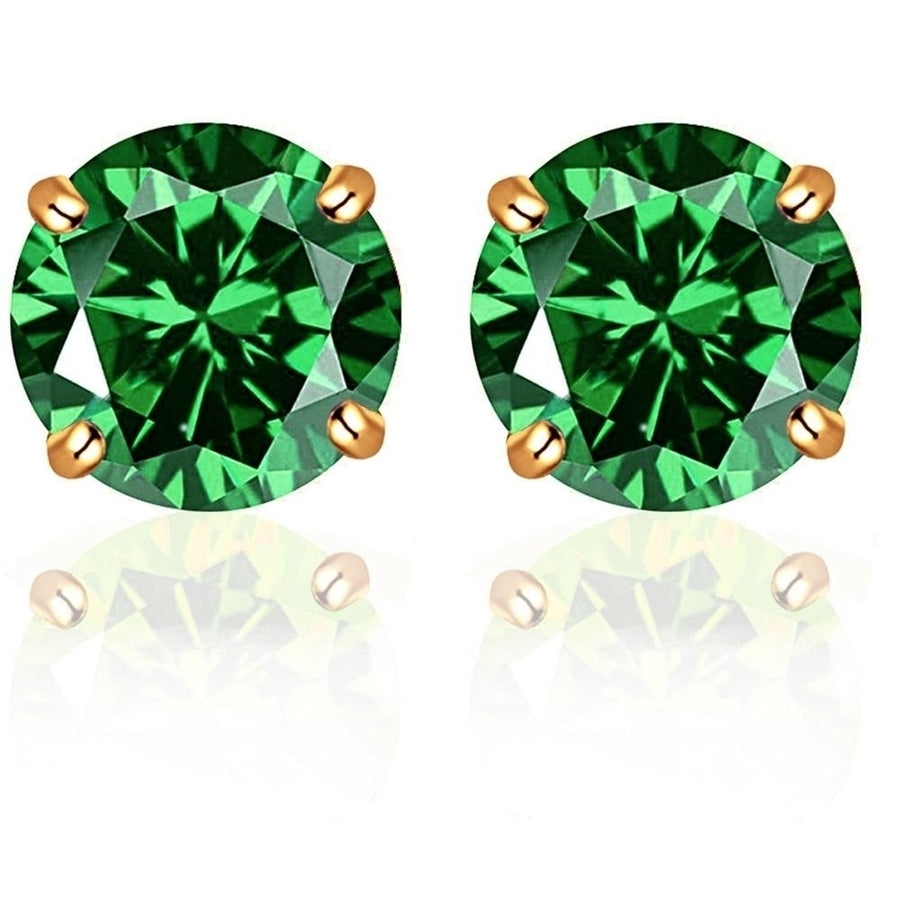 2.00 CTTW .925 Sterling Silver Yellow Green Stud Earrings Image 1