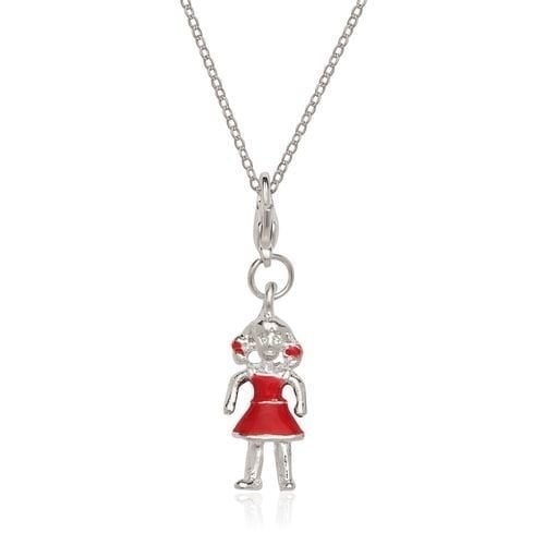 Rhodium Filled High Polish Finsh  over Sterling Silver GIRL Charm And Chain Image 1