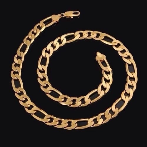 18k Gold Filled Thick Figaro Link Chain Necklace Image 1