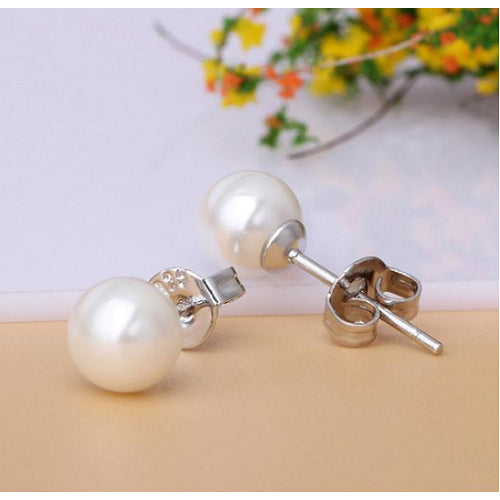 Cute Freshwater Pearl 925 Silver Stud Earrings All ages Image 1