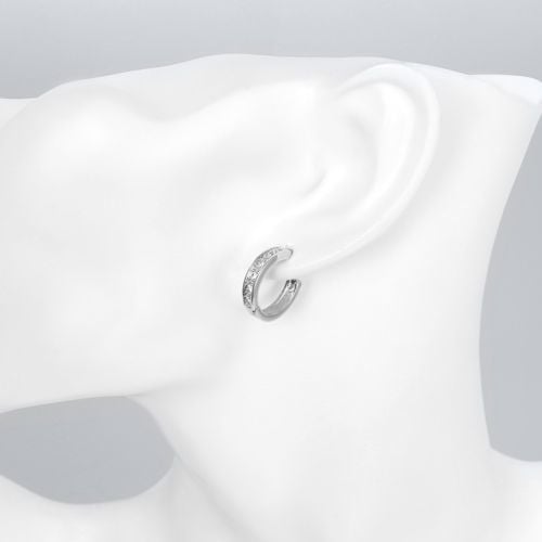 925 Sterling Silver Cz Huggies Hoop Clip Huggie Earrings Image 4