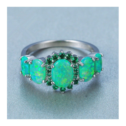 Rhodium Filled High Polish Finsh  Lab-Created Emerald Double-Halo Oval Engagement Ring Image 2
