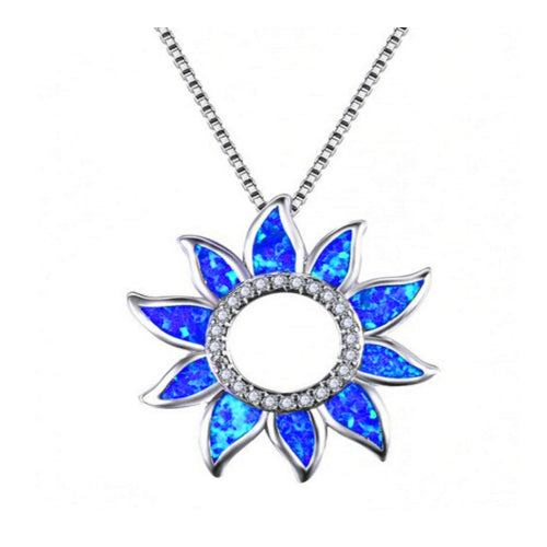 White Rhodium Filled High Polish Finsh  Lab-Created Sapphire Star Circle Charm Necklace Image 1