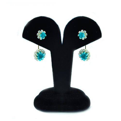 18K Gold Filled Double Crystal Acua Blue Earring Image 1