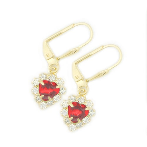 14k Gold Filled Red Crystal Birthstone Earring Image 1