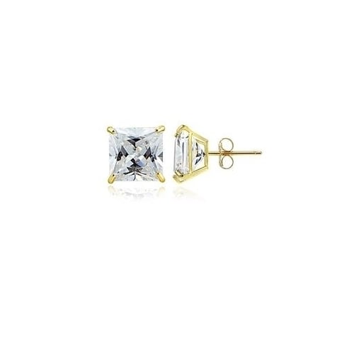 Gold Filled High Polish Finsh Stud Earring with Cubic Zirconia Square  Golden Tone 3 mm Image 1