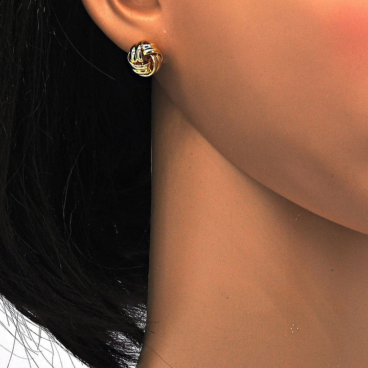 14K Gold Filled High Polish Finsh  Stud Earring Love Knot Design Polished Finish Golden Tone Image 4