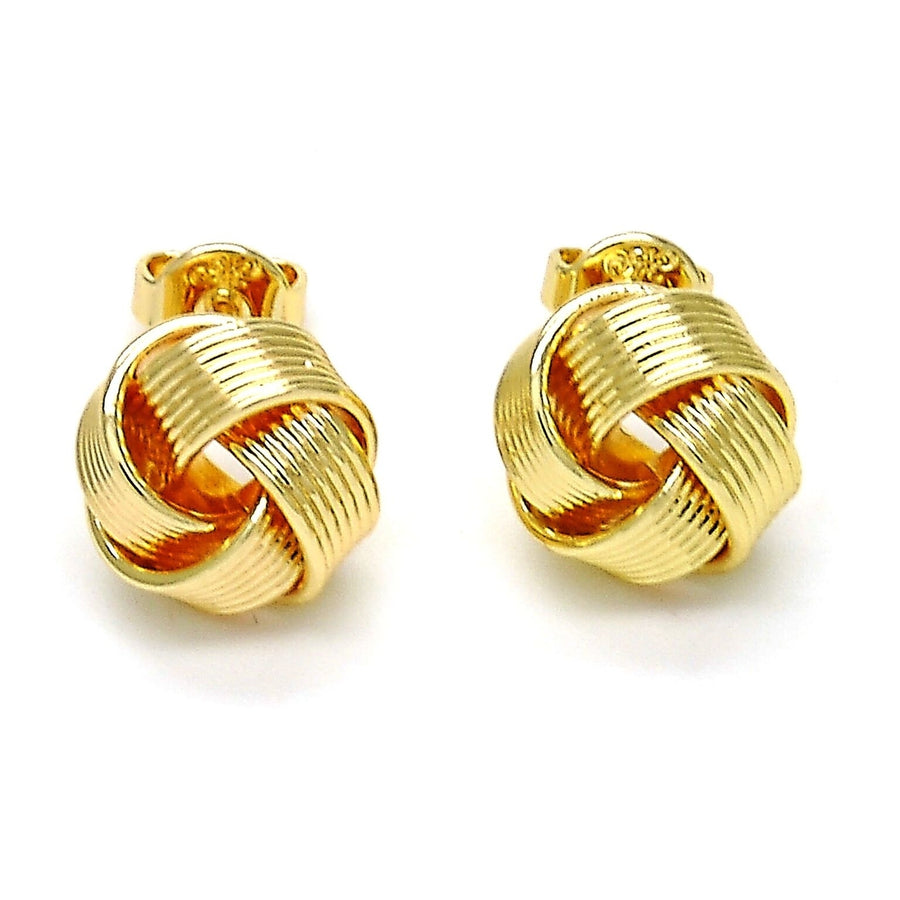 Gold Filled High Polish Finsh Stud Earring Love Knot Design Slightly Brushed Finish Golden Tone Image 1