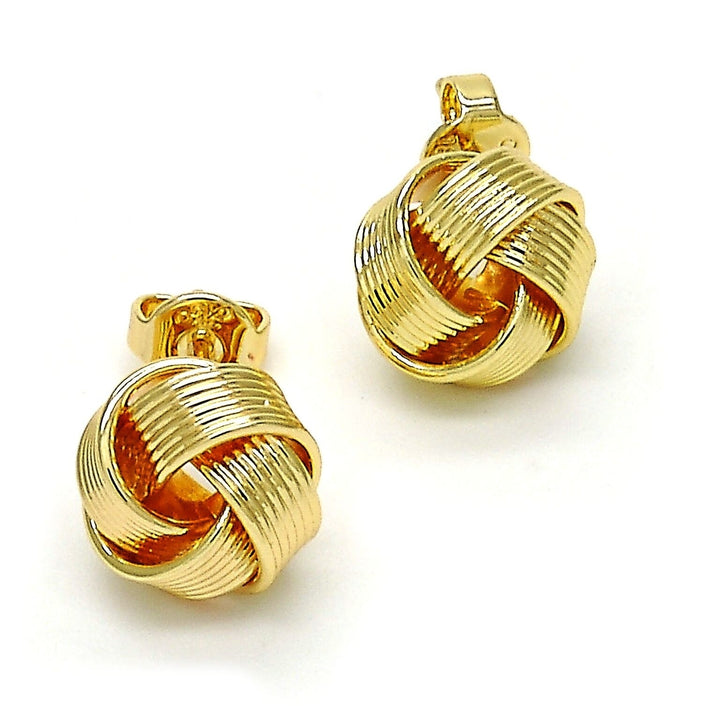 Gold Filled High Polish Finsh Stud Earring Love Knot Design Slightly Brushed Finish Golden Tone Image 2