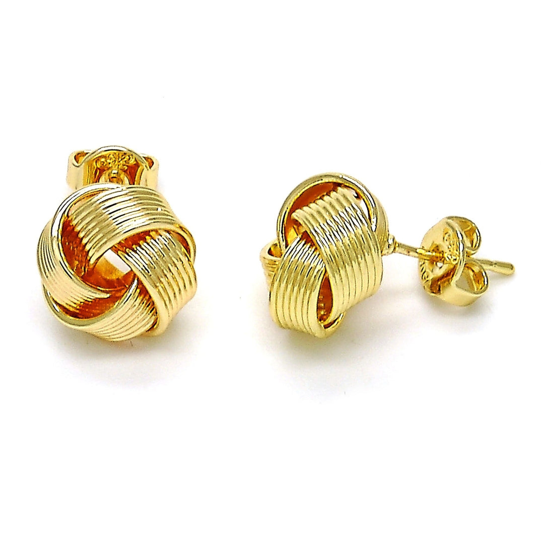 Gold Filled High Polish Finsh Stud Earring Love Knot Design Slightly Brushed Finish Golden Tone Image 3