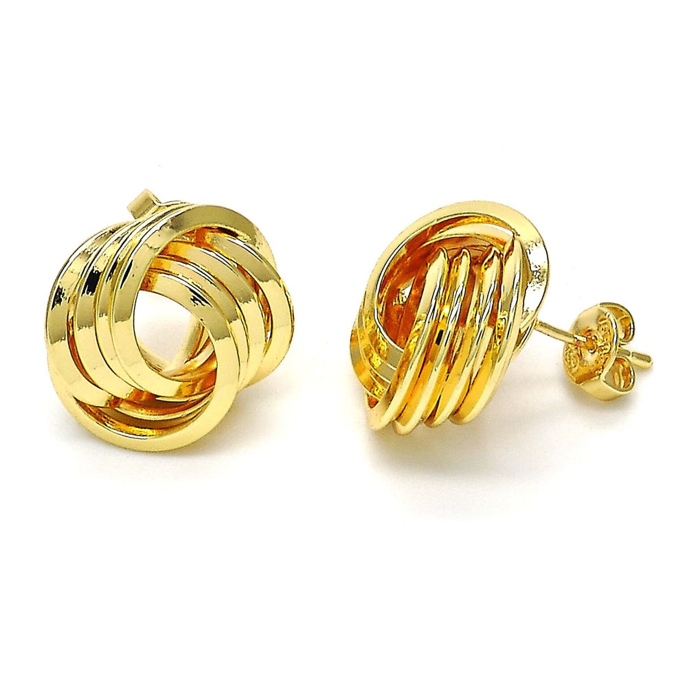 Gold Filled High Polish Finsh Stud Earring Love Knot Design Shinny Finish Golden Tone Image 2