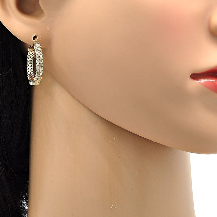 Gold Filled High Polish Finsh Nugget Hoop Earrings with Micro Pava Setting Image 4