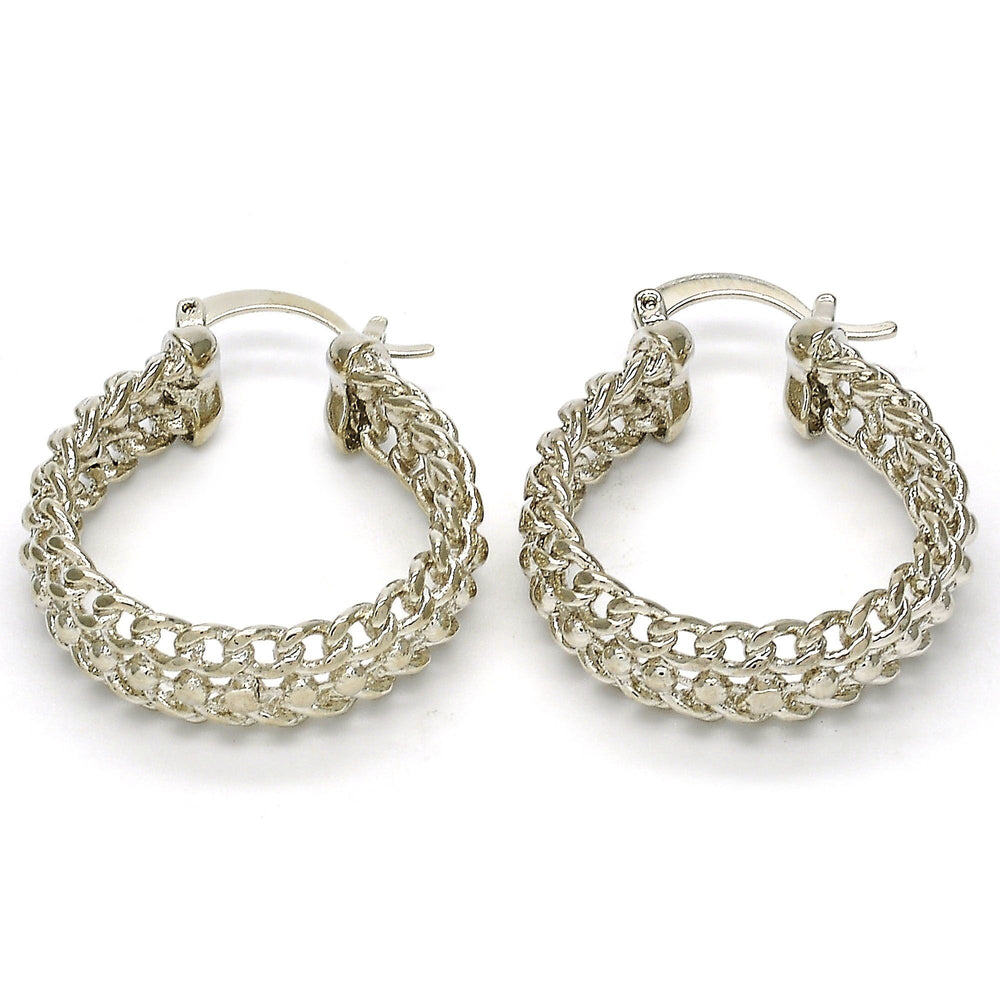 Rhodium White Gold 3 Row Cable Earring Image 2