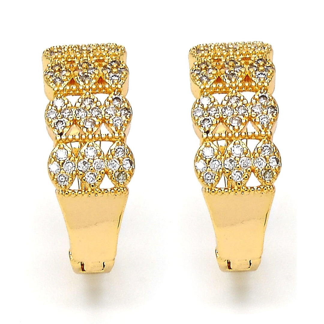 Crystal Huggie Earrings In 18K Yellow Gold Nice Image 2