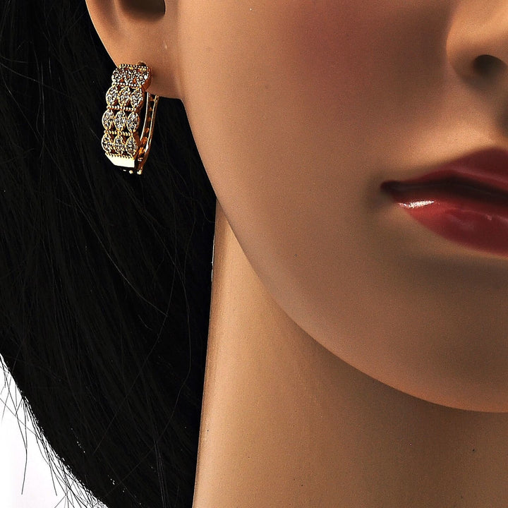 Crystal Huggie Earrings In 18K Yellow Gold Nice Image 3