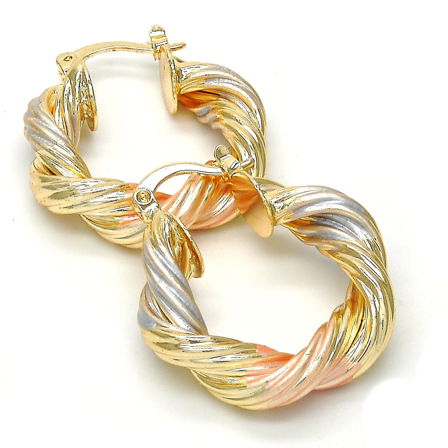 Gold Filled Small Hoop Twist DesignMacaroon Style Tri Color Image 1
