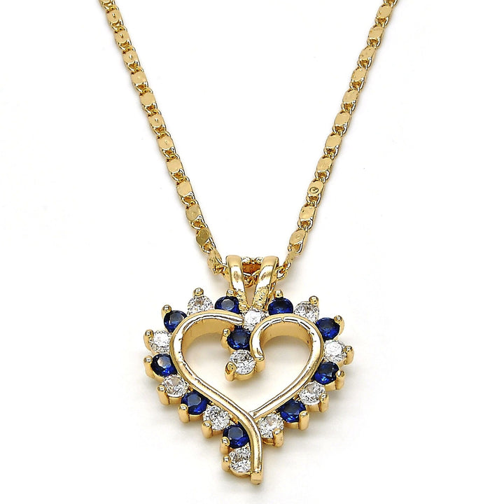 18K Gold Filled High Polish Finsh  Fancy Necklace Heart Design with Micro Pava Setting Image 1