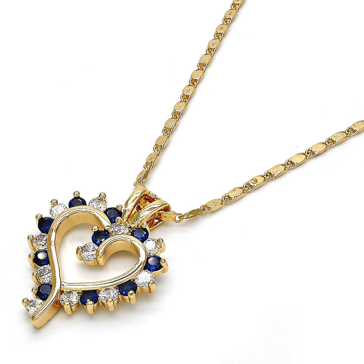 18K Gold Filled High Polish Finsh  Fancy Necklace Heart Design with Micro Pava Setting Image 2