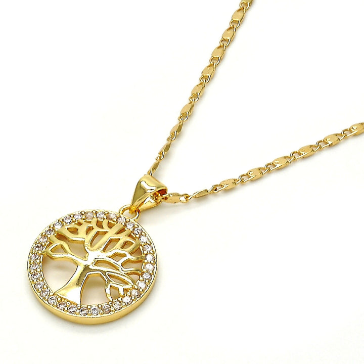 GOLD Filled High Polish Finsh  Tree Of Life PENDANT NECKLACE WITH DIAMOND ACCENT Image 2