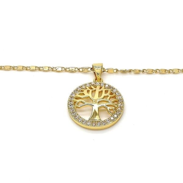 GOLD Filled High Polish Finsh  Tree Of Life PENDANT NECKLACE WITH DIAMOND ACCENT Image 3