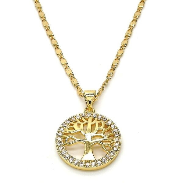 GOLD Filled High Polish Finsh  Tree Of Life PENDANT NECKLACE WITH DIAMOND ACCENT Image 1