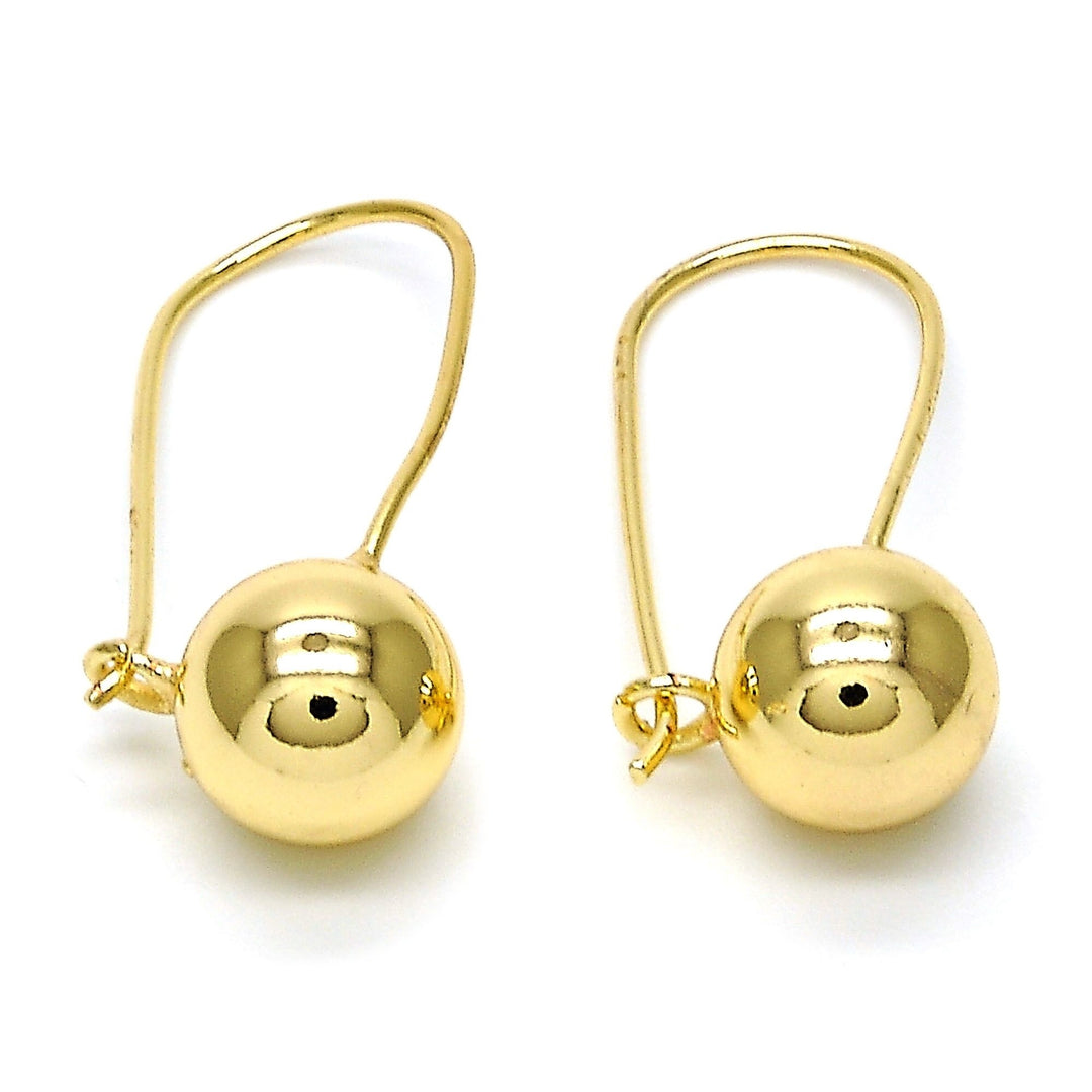 14k Gold Filled High Polish Finsh  Leverback Earring Ball Design Polished Finish Golden Tone Image 1
