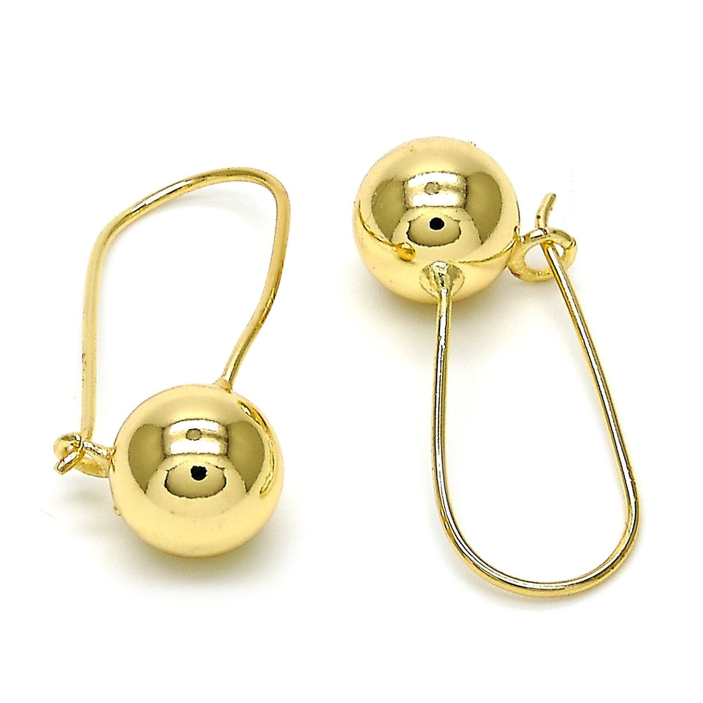 14k Gold Filled High Polish Finsh  Leverback Earring Ball Design Polished Finish Golden Tone Image 2
