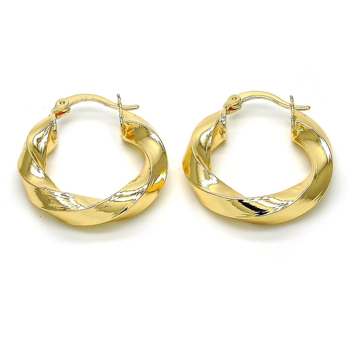 Gold Filled High Polish Finsh Bamboo Twist Hoop Earrings Image 1