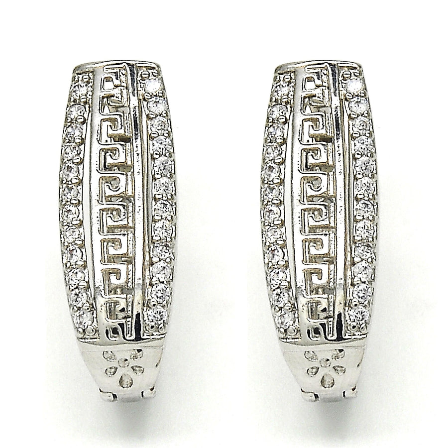 Rhodium Filled High Polish Finsh   made with Crystal Greek Design Earrings Image 1