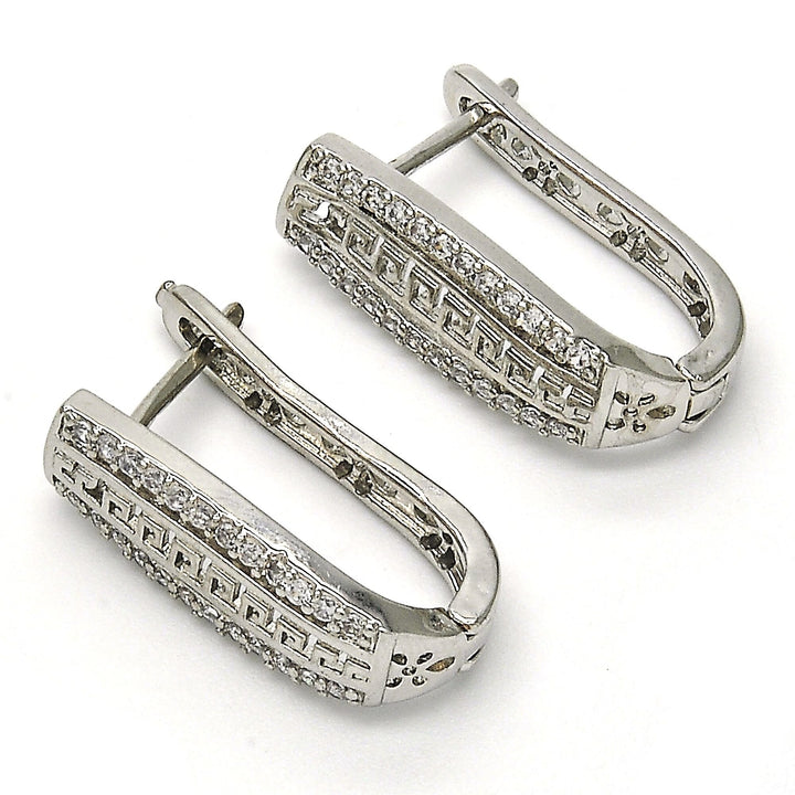 Rhodium Filled High Polish Finsh   made with Crystal Greek Design Earrings Image 3