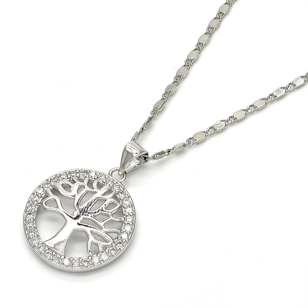Rhodium Filled High Polish Finsh   made with Crystal Tree Of Life Chain Pendant Image 2