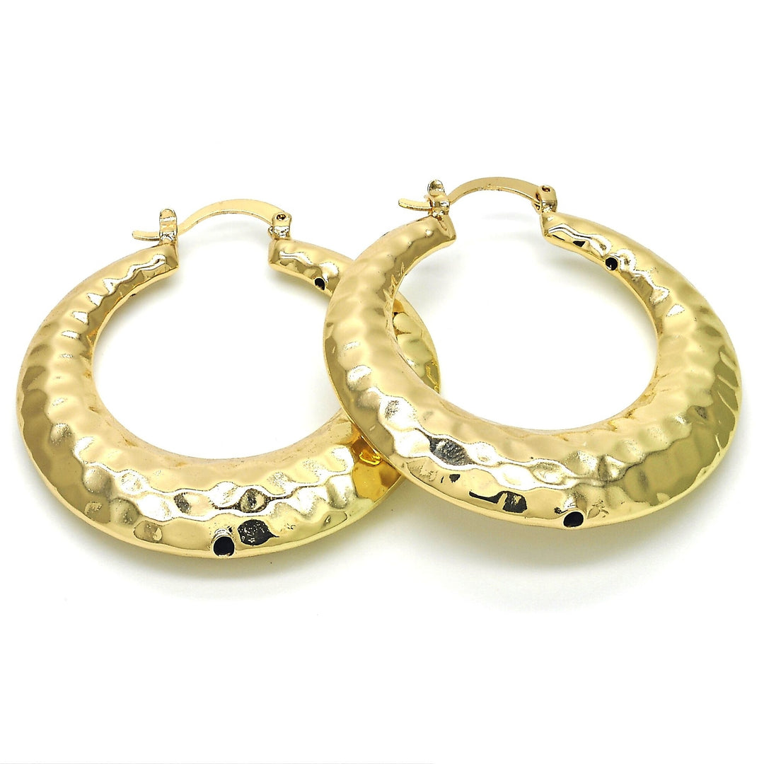 Gold Filled High Polish Finsh  Bamboo Hoop Earrings Image 1