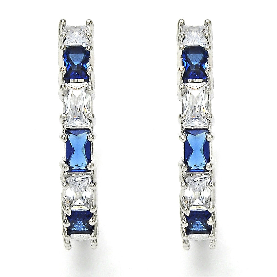 Sterling Silver Lab Created Sapphire Earrings Image 1