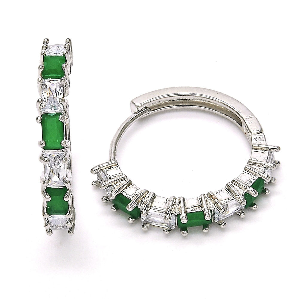 STERLING SILVER Filled High Polish Finsh  LAB CREATED Emerald EARRINGS Image 2