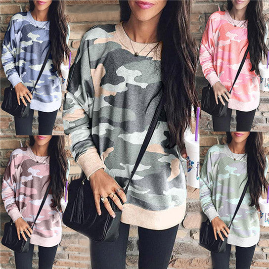 Camouflage Print Top Pullover S-5XL Image 1