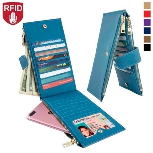 RFID Blocking Bifold Multi Card Case Wallet- Genuine Leather Image 1