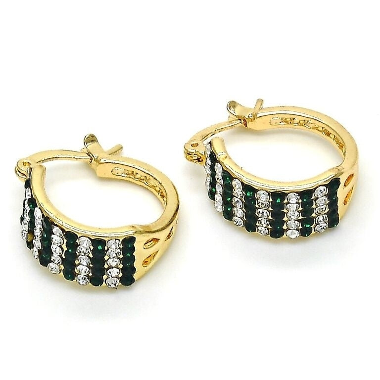 Emerald Crystal Earring 18k Gold Filled High Polish Finsh Image 2