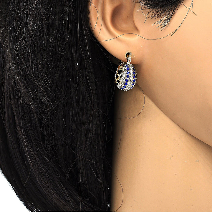 18K Gold Filled High Polish Finsh  5 Line Sapphire Crystal Earring Image 2