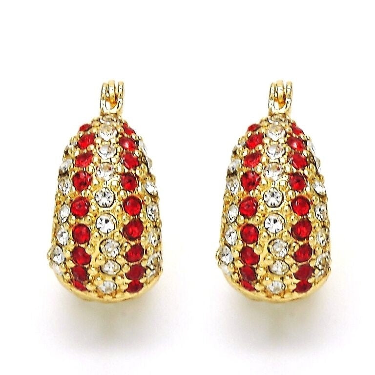 18k Gold Filled High Polish Finsh  5 Line Ruby Crystal Earring Image 1