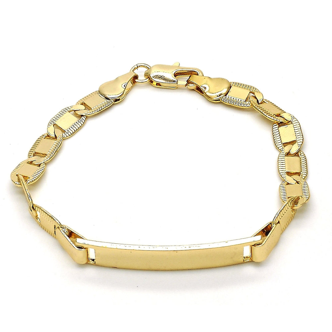 18k Gold Filled High Polish Finsh  Mariner Link Id Bracelet 6 Image 1