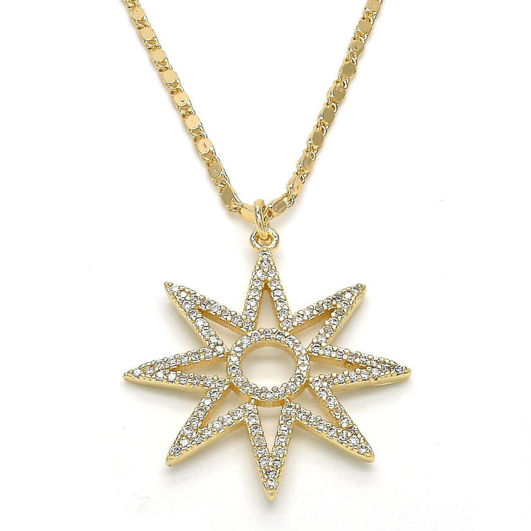 18k Gold Filled High Polish Finsh  Elegant Star Shape Necklace with Diamond Accent Image 1